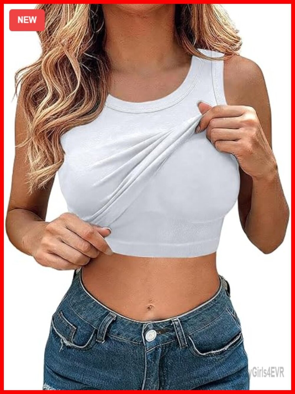 Sleeveless Tank Top with Built in Shelf Bra Stretchy Fitted Cami Layering Basic